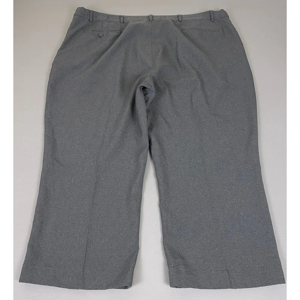 Haband Fit-Forever Dress Pants Mens 46x24.5 46S Gray Flat Front Polyester